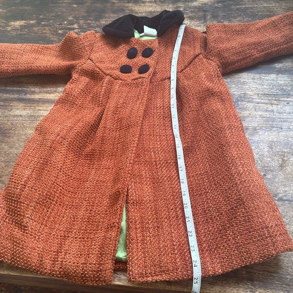 Handmade Charlotte for Anthropologie Kids Rust Orange Jacket with Peacock Design - Picture 7 of 16